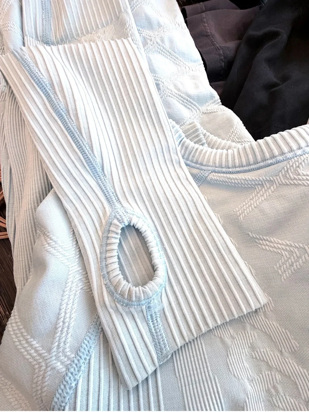 Lululemon Ebb to Street Long Sleeve Top Baby Blue Thumb Holes Seamless